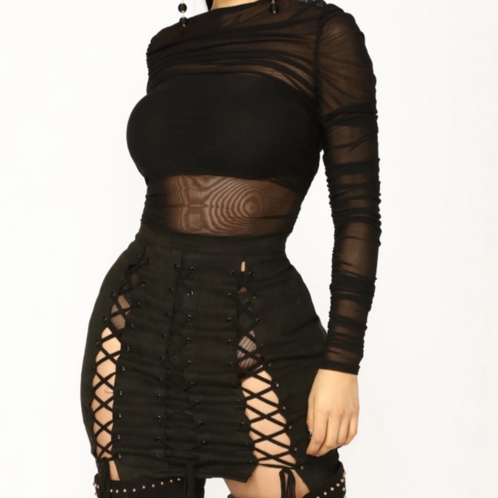Black mesh dress